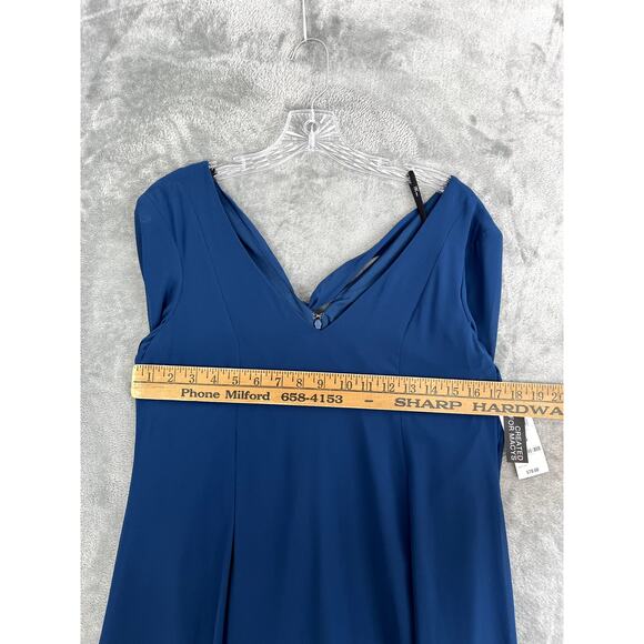 Macys Inc NWT Sheer Sleeve Dress XS Blue Tie Back V Neck Flowy - Picture 9 of 16